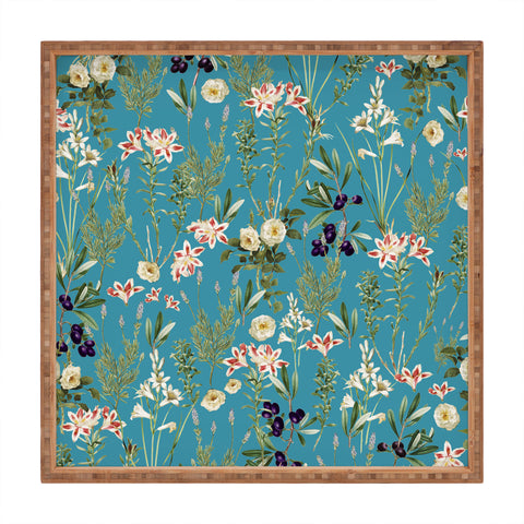 83 Oranges Teal Botanical Garden Square Tray