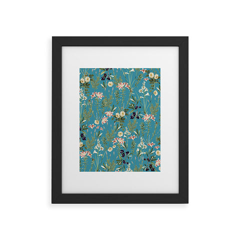 83 Oranges Teal Botanical Garden Framed Art Print
