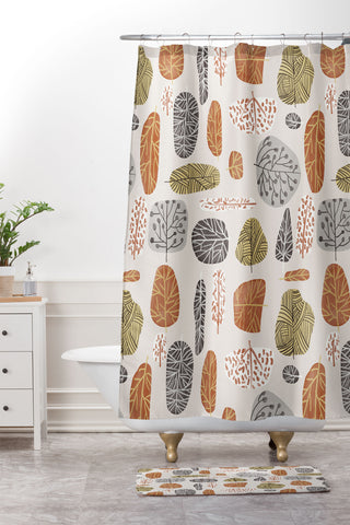 83 Oranges Tree Stamps Shower Curtain And Mat