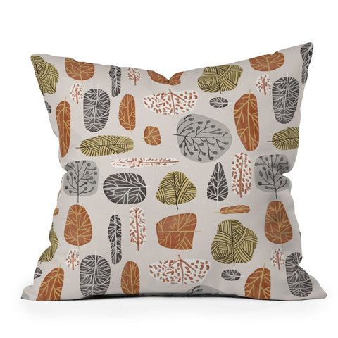 83 Oranges Tree Stamps Throw Pillow