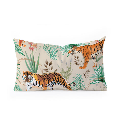 83 Oranges Tropical and Tigers Oblong Throw Pillow