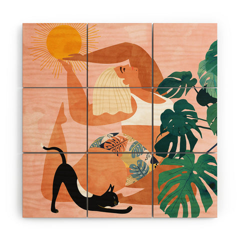 83 Oranges Tropical Yoga illustration tro Wood Wall Mural