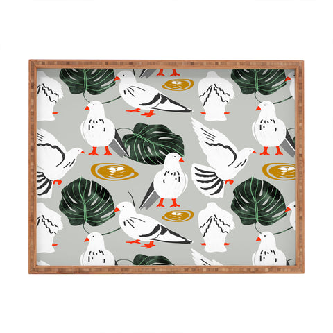 83 Oranges White Pigeons Rectangular Tray