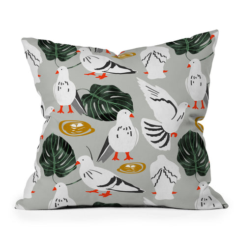 83 Oranges White Pigeons Throw Pillow