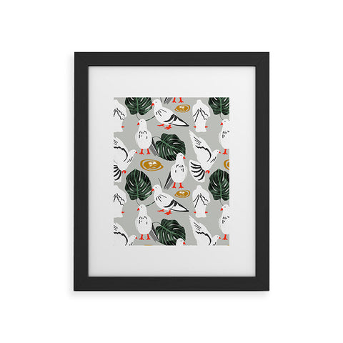 83 Oranges White Pigeons Framed Art Print