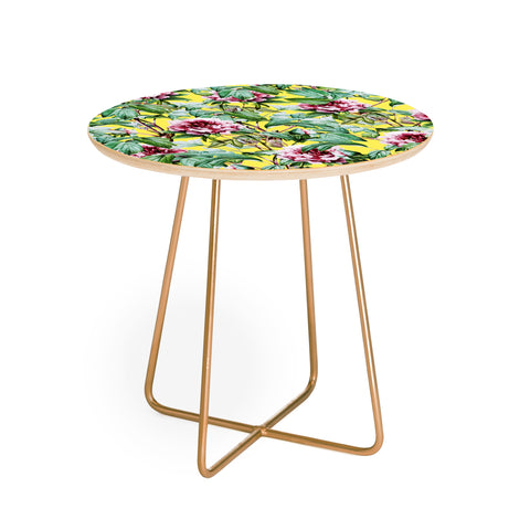83 Oranges Yellow Flora Round Side Table