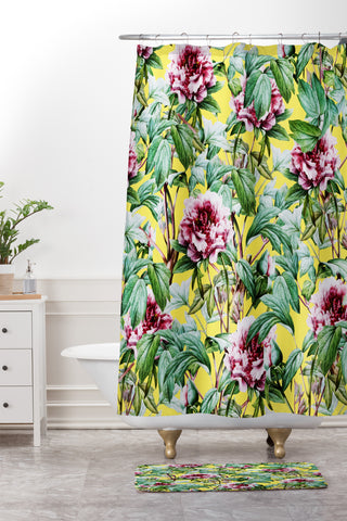 83 Oranges Yellow Flora Shower Curtain And Mat
