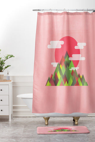 Adam Priester Cloudy Peaks Shower Curtain And Mat