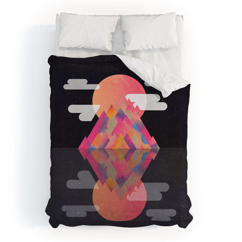 Adam Priester Grape Moon Peaks Duvet Cover