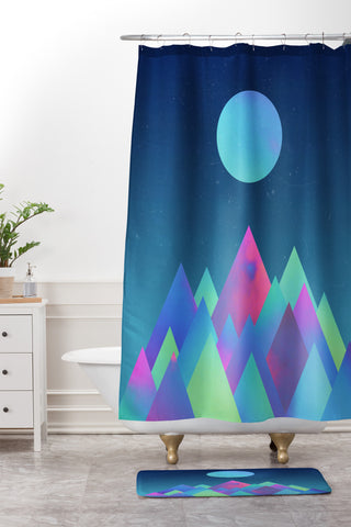 Adam Priester Moon Peaks Shower Curtain And Mat