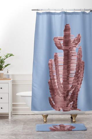 Adam Priester Rose Quartz Cactus Shower Curtain And Mat