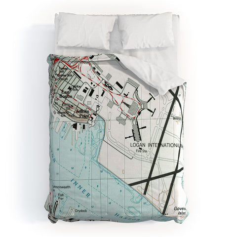 Adam Shaw Boston Logan Airport Map Comforter