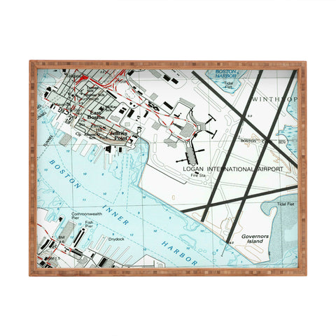 Adam Shaw Boston Logan Airport Map Rectangular Tray