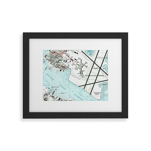 Adam Shaw Boston Logan Airport Map Framed Art Print