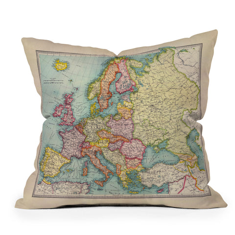 Adam Shaw Europe Map 1922 Throw Pillow