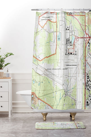Adam Shaw IAD Dulles Airport Map Shower Curtain And Mat