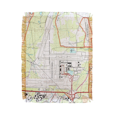 Adam Shaw IAD Dulles Airport Map Throw Blanket