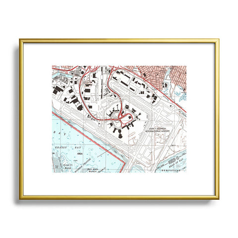 Adam Shaw JFK Airport Map Metal Framed Art Print