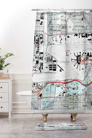 Adam Shaw Miami MIA Airport Map Shower Curtain And Mat