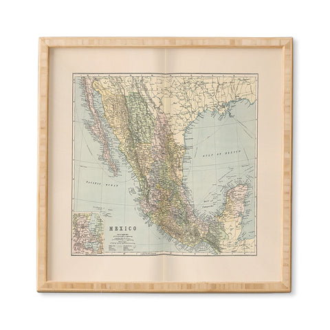 Adam Shaw Old Mexico Map 1891 Framed Wall Art