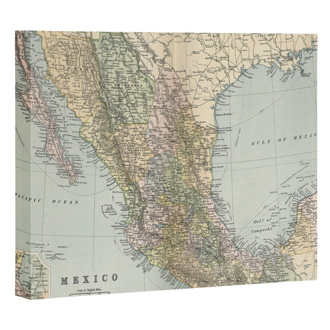 Adam Shaw Old Mexico Map 1891 Art Canvas