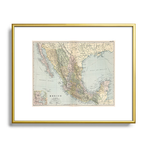 Adam Shaw Old Mexico Map 1891 Metal Framed Art Print