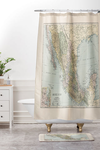 Adam Shaw Old Mexico Map 1891 Shower Curtain And Mat