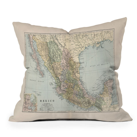 Adam Shaw Old Mexico Map 1891 Throw Pillow