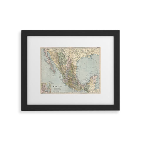 Adam Shaw Old Mexico Map 1891 Framed Art Print