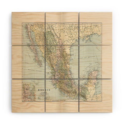 Adam Shaw Old Mexico Map 1891 Wood Wall Mural
