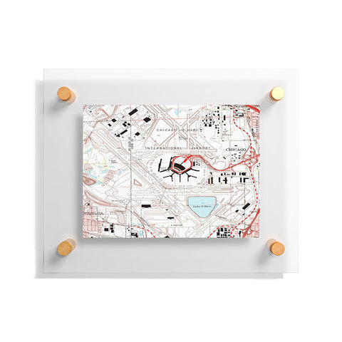 Adam Shaw ORD Chicago OHare Airport Map Floating Acrylic Print