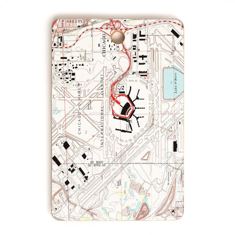 Adam Shaw ORD Chicago OHare Airport Map Cutting Board Rectangle