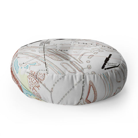 Adam Shaw ORD Chicago OHare Airport Map Floor Pillow Round
