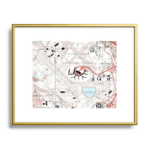 Adam Shaw ORD Chicago OHare Airport Map Metal Framed Art Print