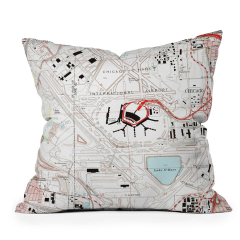Adam Shaw ORD Chicago OHare Airport Map Throw Pillow