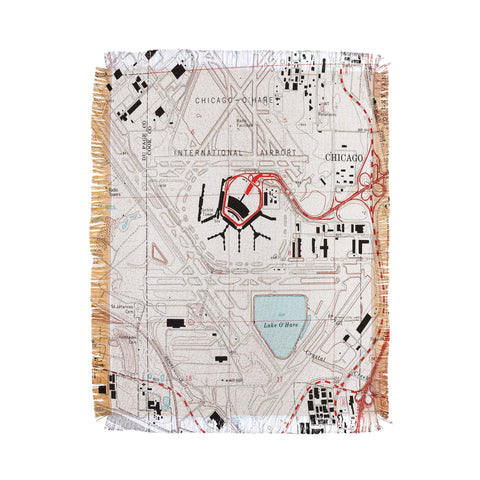 Adam Shaw ORD Chicago OHare Airport Map Throw Blanket