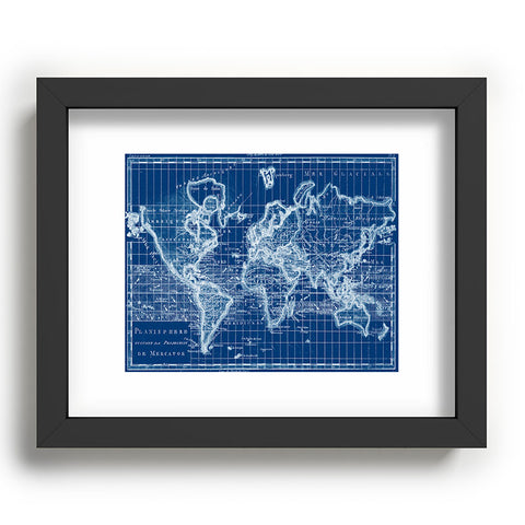 Adam Shaw World Map Blueprint Recessed Framing Rectangle