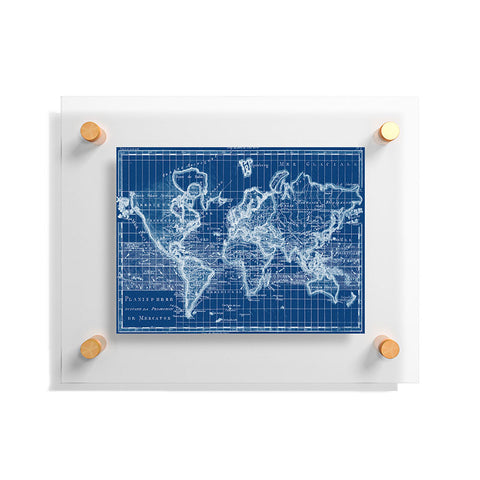 Adam Shaw World Map Blueprint Floating Acrylic Print