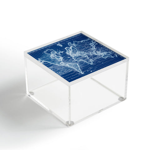 Adam Shaw World Map Blueprint Acrylic Box