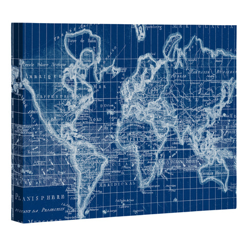 Adam Shaw World Map Blueprint Art Canvas