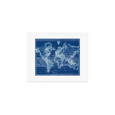 Adam Shaw World Map Blueprint Art Print
