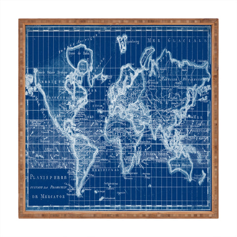 Adam Shaw World Map Blueprint Square Tray
