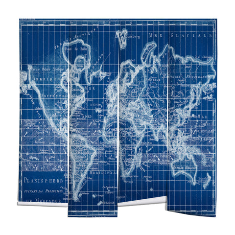 Adam Shaw World Map Blueprint Wall Mural