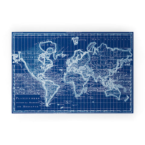 Adam Shaw World Map Blueprint Welcome Mat