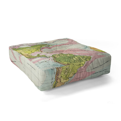 Adam Shaw World Map of Mother Nature Floor Pillow Square