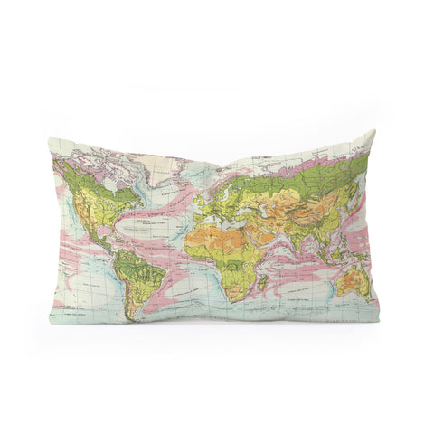 Adam Shaw World Map of Mother Nature Oblong Throw Pillow