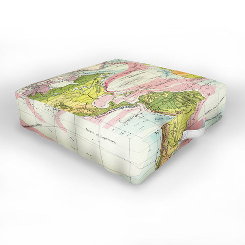 Adam Shaw World Map of Mother Nature Outdoor Floor Cushion