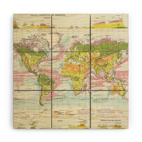 Adam Shaw World Map of Mother Nature Wood Wall Mural