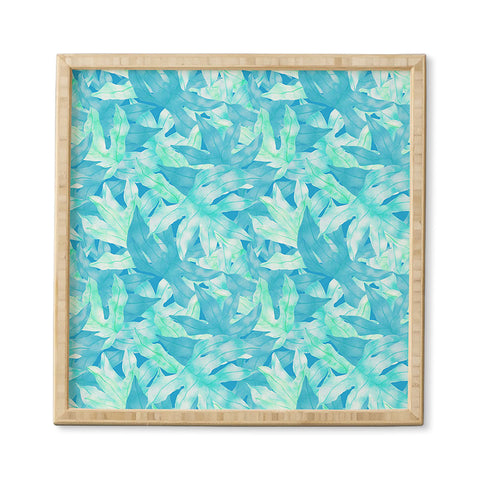 Aimee St Hill Aqua Leaves Framed Wall Art