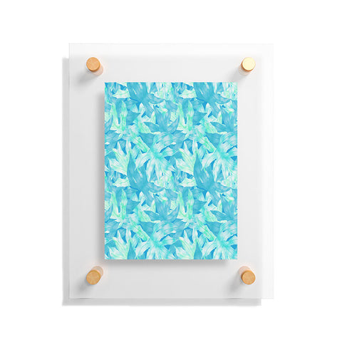 Aimee St Hill Aqua Leaves Floating Acrylic Print